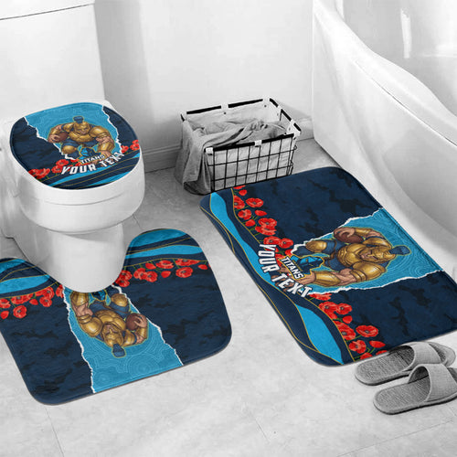 Personalized Gold Coast Titans ANZAC Tribute Bathroom Set Poppy Field Soldier Silhouette Aboriginal Rugby Mascot