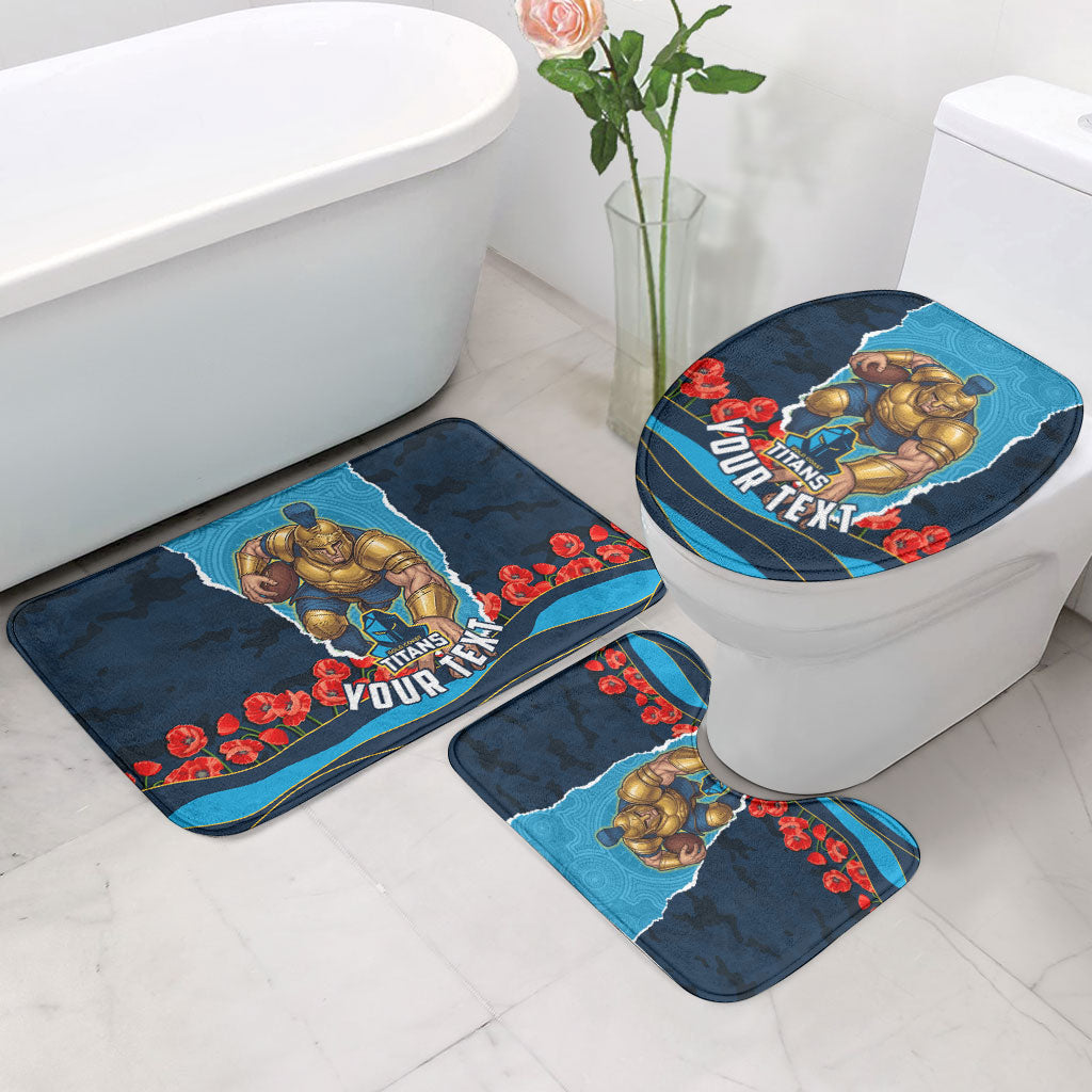 Personalized Gold Coast Titans ANZAC Tribute Bathroom Set Poppy Field Soldier Silhouette Aboriginal Rugby Mascot