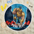 Personalized Gold Coast Titans ANZAC Tribute Beach Blanket Poppy Field Soldier Silhouette Aboriginal Rugby Mascot