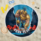 Personalized Gold Coast Titans ANZAC Tribute Beach Blanket Poppy Field Soldier Silhouette Aboriginal Rugby Mascot