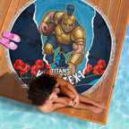 Personalized Gold Coast Titans ANZAC Tribute Beach Blanket Poppy Field Soldier Silhouette Aboriginal Rugby Mascot