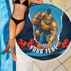 Personalized Gold Coast Titans ANZAC Tribute Beach Blanket Poppy Field Soldier Silhouette Aboriginal Rugby Mascot