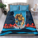 Personalized Gold Coast Titans ANZAC Tribute Bedding Set Poppy Field Soldier Silhouette Aboriginal Rugby Mascot