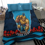 Personalized Gold Coast Titans ANZAC Tribute Bedding Set Poppy Field Soldier Silhouette Aboriginal Rugby Mascot
