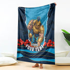 Personalized Gold Coast Titans ANZAC Tribute Blanket Poppy Field Soldier Silhouette Aboriginal Rugby Mascot