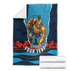 Personalized Gold Coast Titans ANZAC Tribute Blanket Poppy Field Soldier Silhouette Aboriginal Rugby Mascot