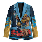 Personalized Gold Coast Titans ANZAC Tribute Blazer Poppy Field Soldier Silhouette Aboriginal Rugby Mascot