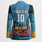 Personalized Gold Coast Titans ANZAC Tribute Blazer Poppy Field Soldier Silhouette Aboriginal Rugby Mascot