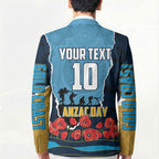 Personalized Gold Coast Titans ANZAC Tribute Blazer Poppy Field Soldier Silhouette Aboriginal Rugby Mascot