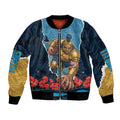 Personalized Gold Coast Titans ANZAC Tribute Bomber Jacket Poppy Field Soldier Silhouette Aboriginal Rugby Mascot