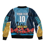 Personalized Gold Coast Titans ANZAC Tribute Bomber Jacket Poppy Field Soldier Silhouette Aboriginal Rugby Mascot