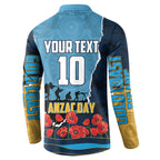 Personalized Gold Coast Titans ANZAC Tribute Button Sweatshirt Poppy Field Soldier Silhouette Aboriginal Rugby Mascot
