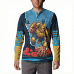 Personalized Gold Coast Titans ANZAC Tribute Button Sweatshirt Poppy Field Soldier Silhouette Aboriginal Rugby Mascot