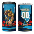 Personalized Gold Coast Titans ANZAC Tribute 4 in 1 Can Cooler Tumbler Poppy Field Soldier Silhouette Aboriginal Rugby Mascot