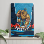 Personalized Gold Coast Titans ANZAC Tribute Canvas Wall Art Poppy Field Soldier Silhouette Aboriginal Rugby Mascot