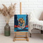 Personalized Gold Coast Titans ANZAC Tribute Canvas Wall Art Poppy Field Soldier Silhouette Aboriginal Rugby Mascot