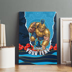 Personalized Gold Coast Titans ANZAC Tribute Canvas Wall Art Poppy Field Soldier Silhouette Aboriginal Rugby Mascot