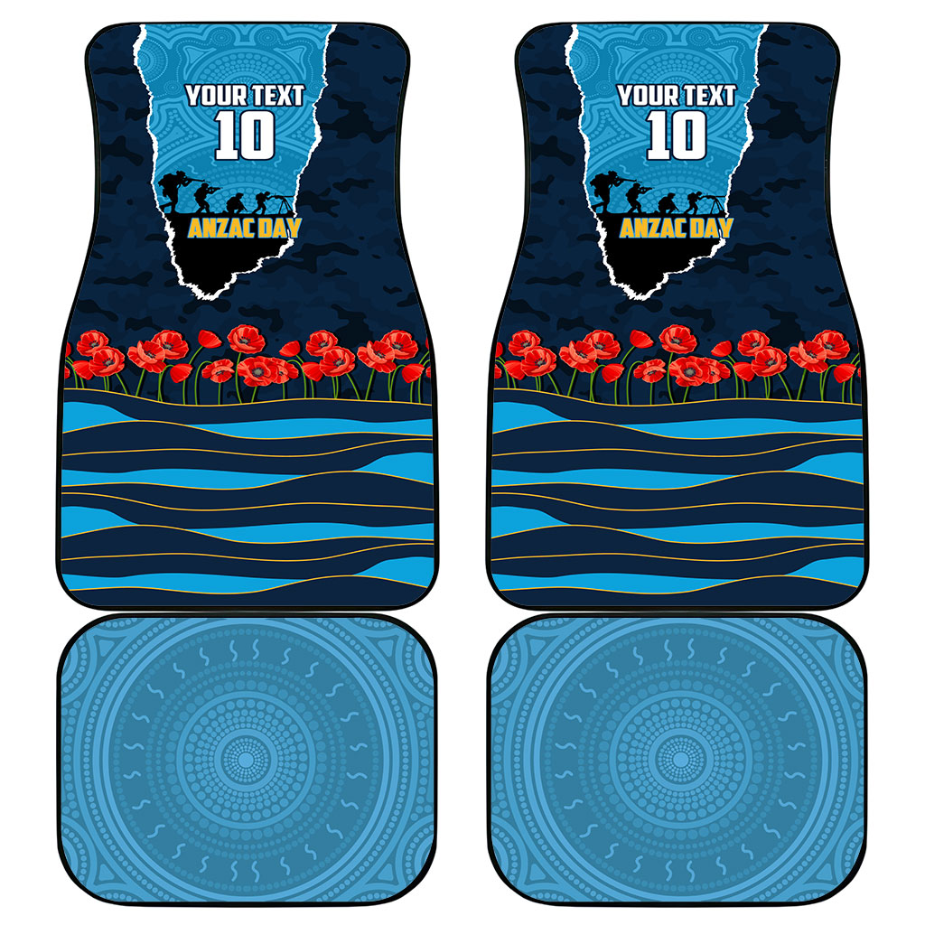 Personalized Gold Coast Titans ANZAC Tribute Car Mats Poppy Field Soldier Silhouette Aboriginal Rugby Mascot