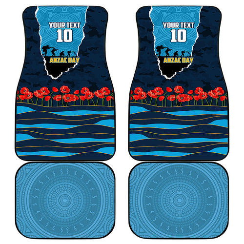 Personalized Gold Coast Titans ANZAC Tribute Car Mats Poppy Field Soldier Silhouette Aboriginal Rugby Mascot