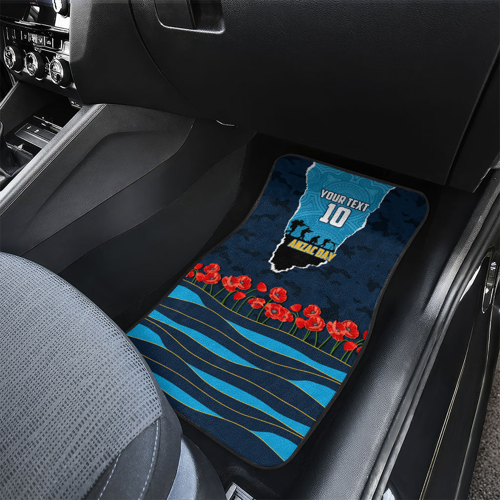 Personalized Gold Coast Titans ANZAC Tribute Car Mats Poppy Field Soldier Silhouette Aboriginal Rugby Mascot