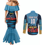 Personalized Gold Coast Titans ANZAC Tribute Couples Matching Mermaid Dress and Long Sleeve Button Shirt Poppy Field Soldier Silhouette Aboriginal Rugby Mascot