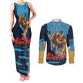 Personalized Gold Coast Titans ANZAC Tribute Couples Matching Tank Maxi Dress and Long Sleeve Button Shirt Poppy Field Soldier Silhouette Aboriginal Rugby Mascot