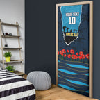 Personalized Gold Coast Titans ANZAC Tribute Door Cover Poppy Field Soldier Silhouette Aboriginal Rugby Mascot