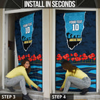 Personalized Gold Coast Titans ANZAC Tribute Door Cover Poppy Field Soldier Silhouette Aboriginal Rugby Mascot