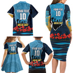 Personalized Gold Coast Titans ANZAC Tribute Family Matching Long Sleeve Bodycon Dress and Hawaiian Shirt Poppy Field Soldier Silhouette Aboriginal Rugby Mascot