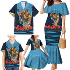 Personalized Gold Coast Titans ANZAC Tribute Family Matching Mermaid Dress and Hawaiian Shirt Poppy Field Soldier Silhouette Aboriginal Rugby Mascot