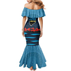 Personalized Gold Coast Titans ANZAC Tribute Family Matching Mermaid Dress and Hawaiian Shirt Poppy Field Soldier Silhouette Aboriginal Rugby Mascot