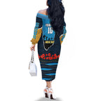 Personalized Gold Coast Titans ANZAC Tribute Family Matching Off The Shoulder Long Sleeve Dress and Hawaiian Shirt Poppy Field Soldier Silhouette Aboriginal Rugby Mascot