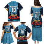 Personalized Gold Coast Titans ANZAC Tribute Family Matching Puletasi and Hawaiian Shirt Poppy Field Soldier Silhouette Aboriginal Rugby Mascot
