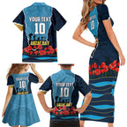 Personalized Gold Coast Titans ANZAC Tribute Family Matching Short Sleeve Bodycon Dress and Hawaiian Shirt Poppy Field Soldier Silhouette Aboriginal Rugby Mascot