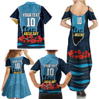 Personalized Gold Coast Titans ANZAC Tribute Family Matching Summer Maxi Dress and Hawaiian Shirt Poppy Field Soldier Silhouette Aboriginal Rugby Mascot