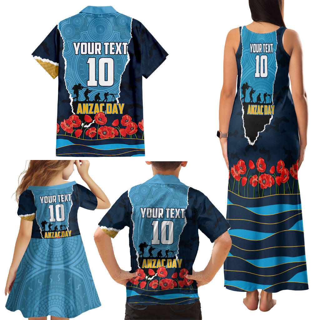 Personalized Gold Coast Titans ANZAC Tribute Family Matching Tank Maxi Dress and Hawaiian Shirt Poppy Field Soldier Silhouette Aboriginal Rugby Mascot