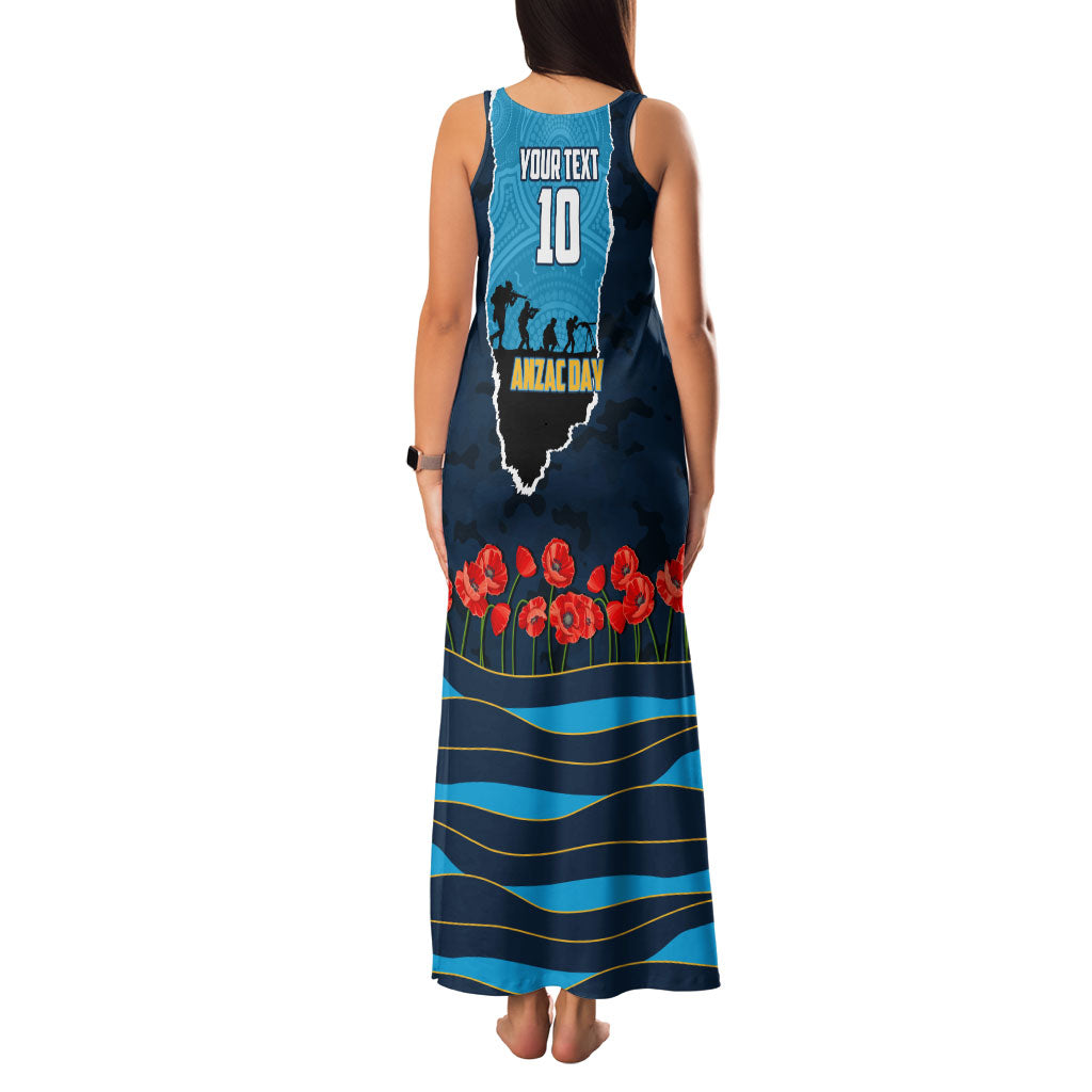 Personalized Gold Coast Titans ANZAC Tribute Family Matching Tank Maxi Dress and Hawaiian Shirt Poppy Field Soldier Silhouette Aboriginal Rugby Mascot