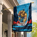 Personalized Gold Coast Titans ANZAC Tribute Garden Flag Poppy Field Soldier Silhouette Aboriginal Rugby Mascot