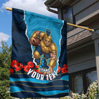 Personalized Gold Coast Titans ANZAC Tribute Garden Flag Poppy Field Soldier Silhouette Aboriginal Rugby Mascot