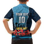 Personalized Gold Coast Titans ANZAC Tribute Hawaiian Shirt Poppy Field Soldier Silhouette Aboriginal Rugby Mascot
