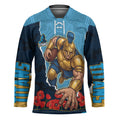 Personalized Gold Coast Titans ANZAC Tribute Hockey Jersey Poppy Field Soldier Silhouette Aboriginal Rugby Mascot