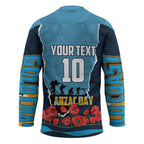 Personalized Gold Coast Titans ANZAC Tribute Hockey Jersey Poppy Field Soldier Silhouette Aboriginal Rugby Mascot