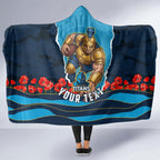 Personalized Gold Coast Titans ANZAC Tribute Hooded Blanket Poppy Field Soldier Silhouette Aboriginal Rugby Mascot