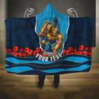 Personalized Gold Coast Titans ANZAC Tribute Hooded Blanket Poppy Field Soldier Silhouette Aboriginal Rugby Mascot