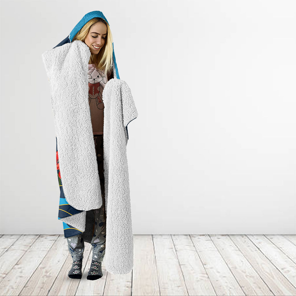 Personalized Gold Coast Titans ANZAC Tribute Hooded Blanket Poppy Field Soldier Silhouette Aboriginal Rugby Mascot