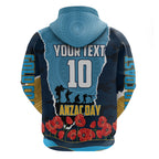Personalized Gold Coast Titans ANZAC Tribute Hoodie Poppy Field Soldier Silhouette Aboriginal Rugby Mascot