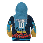 Personalized Gold Coast Titans ANZAC Tribute Kid Hoodie Poppy Field Soldier Silhouette Aboriginal Rugby Mascot