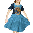 Personalized Gold Coast Titans ANZAC Tribute Kid Short Sleeve Dress Poppy Field Soldier Silhouette Aboriginal Rugby Mascot