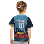 Personalized Gold Coast Titans ANZAC Tribute Kid T Shirt Poppy Field Soldier Silhouette Aboriginal Rugby Mascot