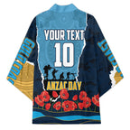 Personalized Gold Coast Titans ANZAC Tribute Kimono Poppy Field Soldier Silhouette Aboriginal Rugby Mascot